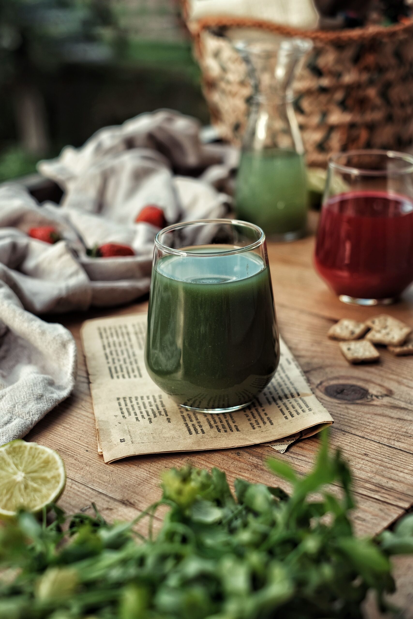 Jus détox vert dans un verre